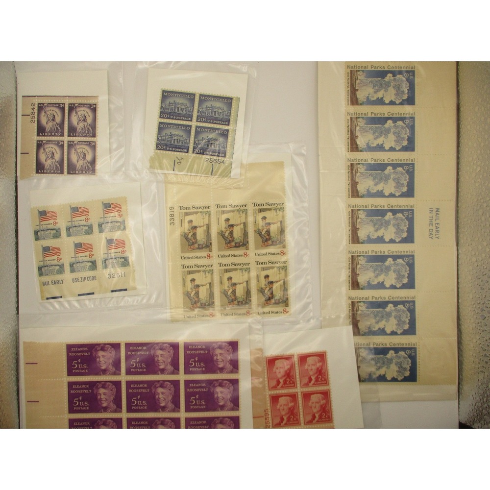 Vintage US Postage Stamp Lot Plate Block Sheets National Parks Eleanor Roosevelt